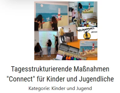 Tagesstrukturierende Maßnahmen „Connect“ für Kinder und Jugendliche